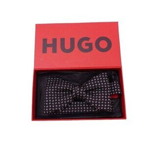 NEW HUGO by Hugo Boss Men's Silk Printed Pre-Tied Bow Tie Dressy OS Black